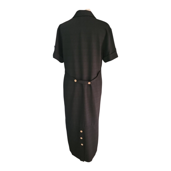 Dana Kay Black Button Front Midi Dress | Size 10 | Structured Career or Church - Picture 3 of 6